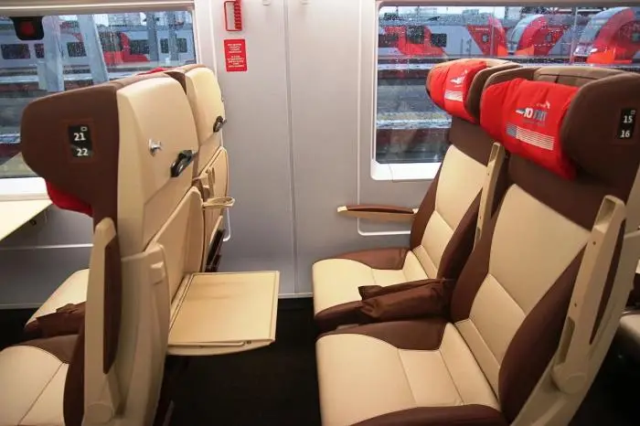 Билеты на места бизнес-класса с откидным столиком в поезде Сапсан